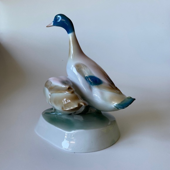 VTG ZSOLNAY Hungary Geese Couple Porcelain Figurine by András Sinkó SCARCE 1960s - Picture 6 of 10